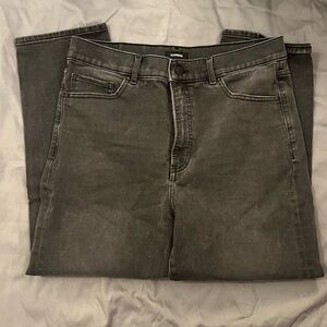 Express Super High Rise Grey Mom Jeans